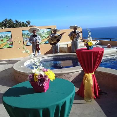 Mariachi Trio With Mexican Coctel Tables