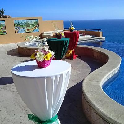 Mexican Coctel Tables With Basket Flowers And White Dendrobium 3